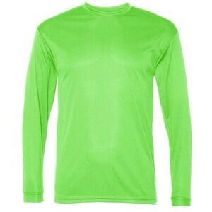 NEW C2 Sport 5104 Long Sleeve Polyester Workout Shirt Neon Green size L Adult